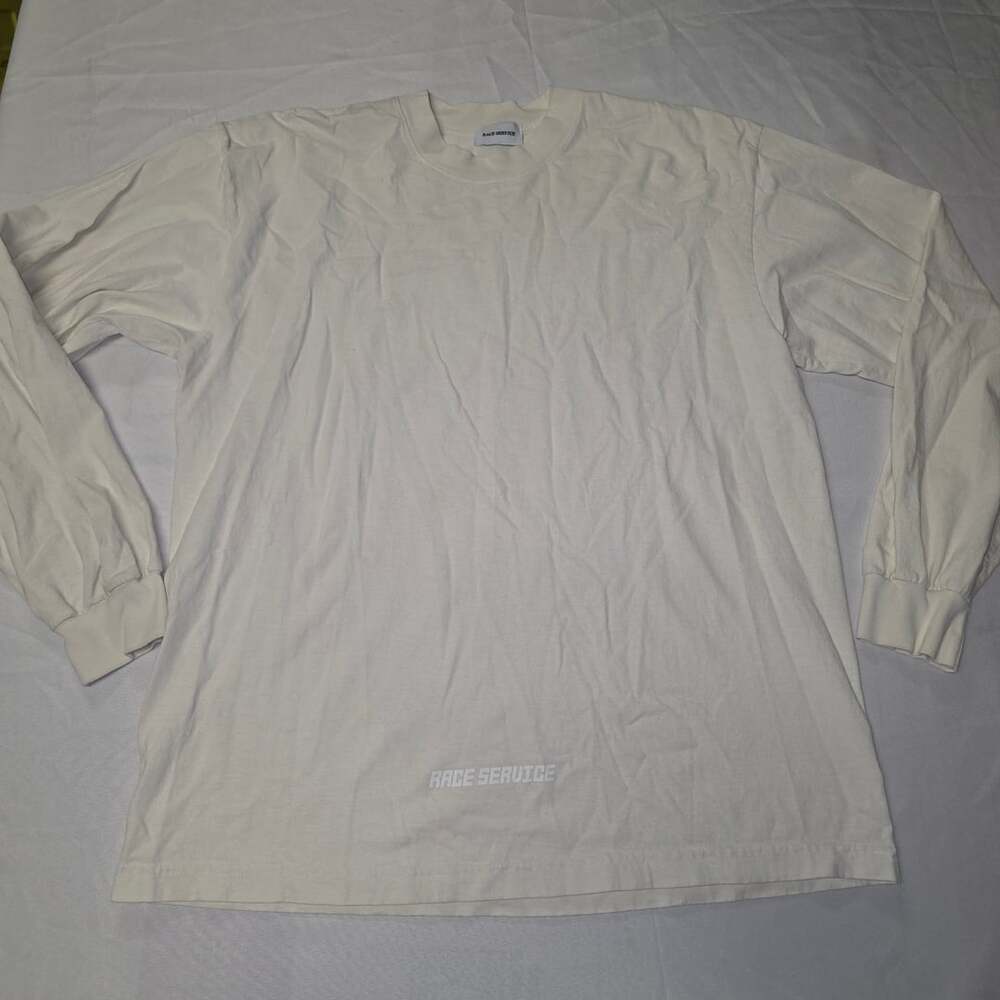 Race Service Cream Ivory Long Sleeve T-Shirt With Front And Back Print M